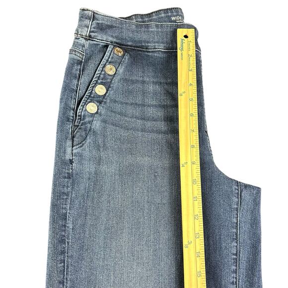 Chico's Wide Leg Ankle U.S Sz 10R (1.5) Dark Blue Pull-On Jeans Buttoned Pockets - Picture 10 of 11